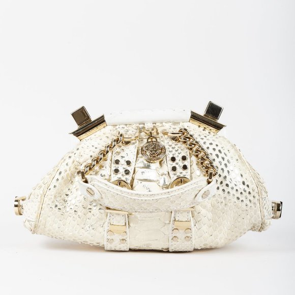 Versace Handbags - Versace Madonna Frame White Snake Mini Bag